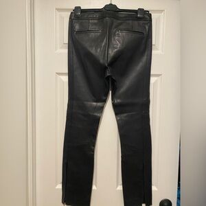 Theory Black Leather Women Pants w zipper ankle